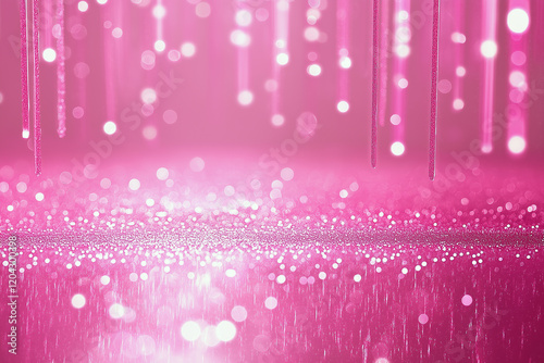 Pink background with pink and white glitter. Generative Ai.
