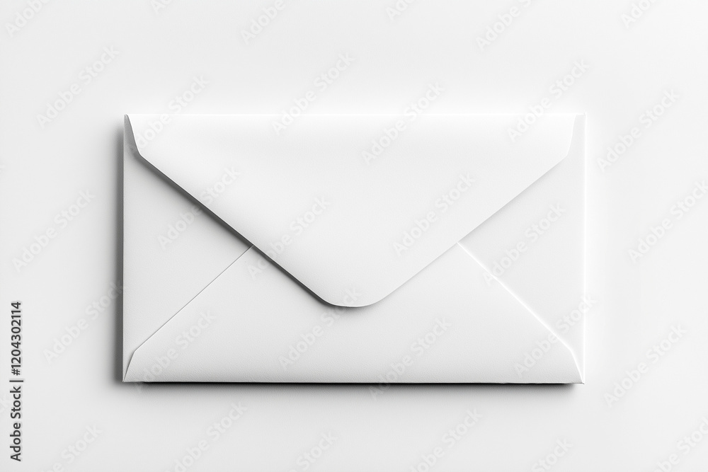 A white envelope is sitting on a white background. Generative Ai. A white envelope is sitting on a white background. Generative Ai.