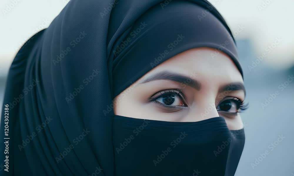 Close-up Portrait of a Woman in a Niqab