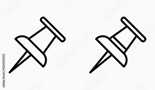 push pin outline or line icon design bundle.