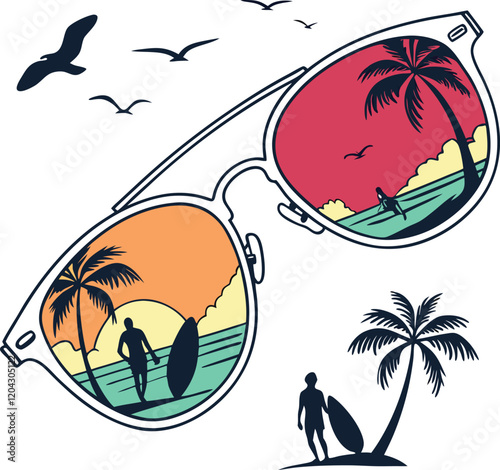 A vibrant styled sunglasses vector illustration.