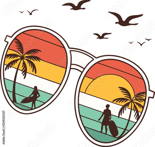 A vibrant styled sunglasses vector illustration.