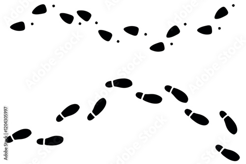Human footprints silhouette. Male and female tracks. Footstep icons on a white background. Vector illustration