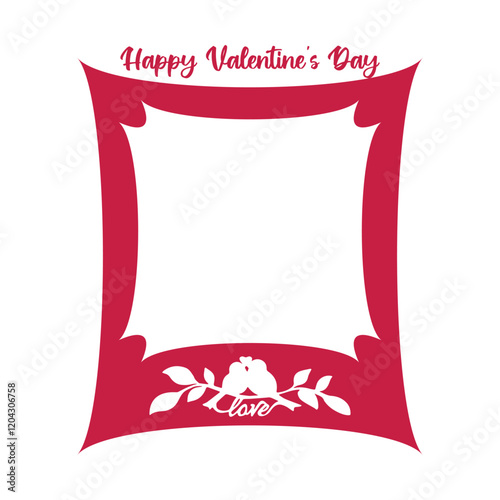 Happy Valentine's Day Photo Frame Photocall Border Blank Cut Out Transparent Vector.