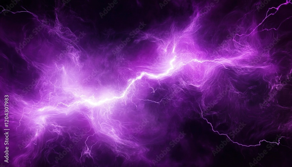 Purple energy background, with swirling smoke and lightning, against a dark purple backdrop Purple energy background, with swirling smoke and lightning, against a dark purple backdrop