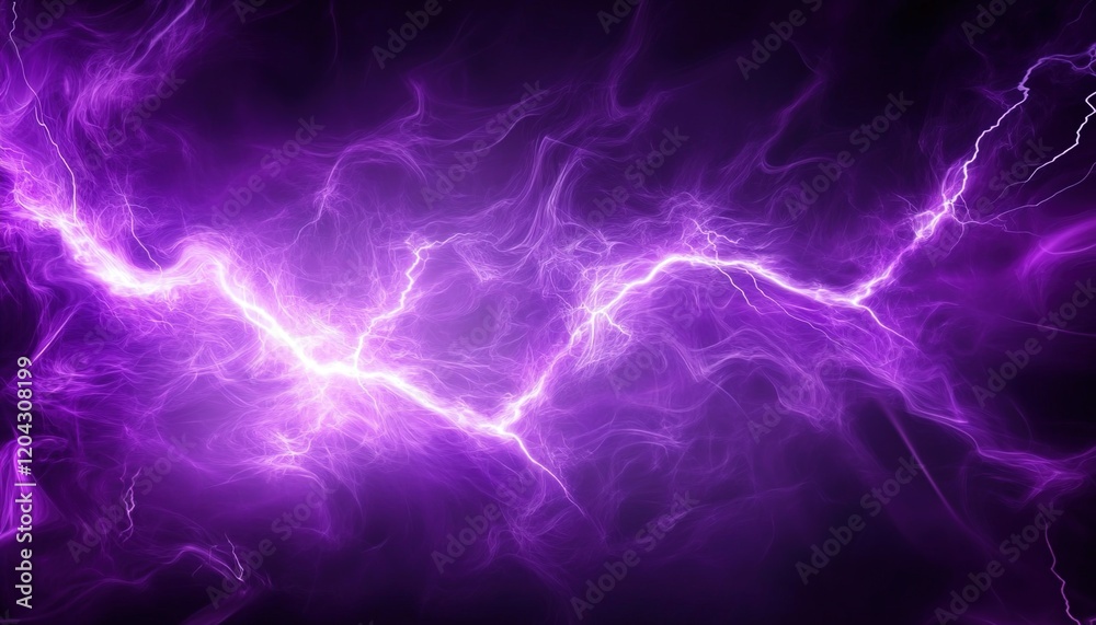 Purple energy background, with swirling smoke and lightning, against a dark purple backdrop Purple energy background, with swirling smoke and lightning, against a dark purple backdrop