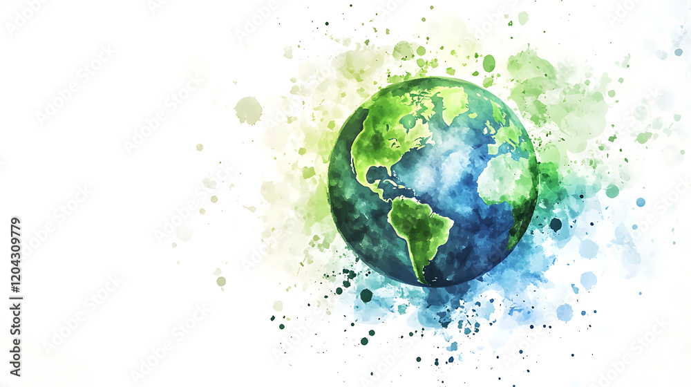 Watercolor Earth Day globe design with abstract nature patterns, representing environmental harmony and sustainability Watercolor Earth Day globe design with abstract nature patterns, representing environmental harmony and sustainability