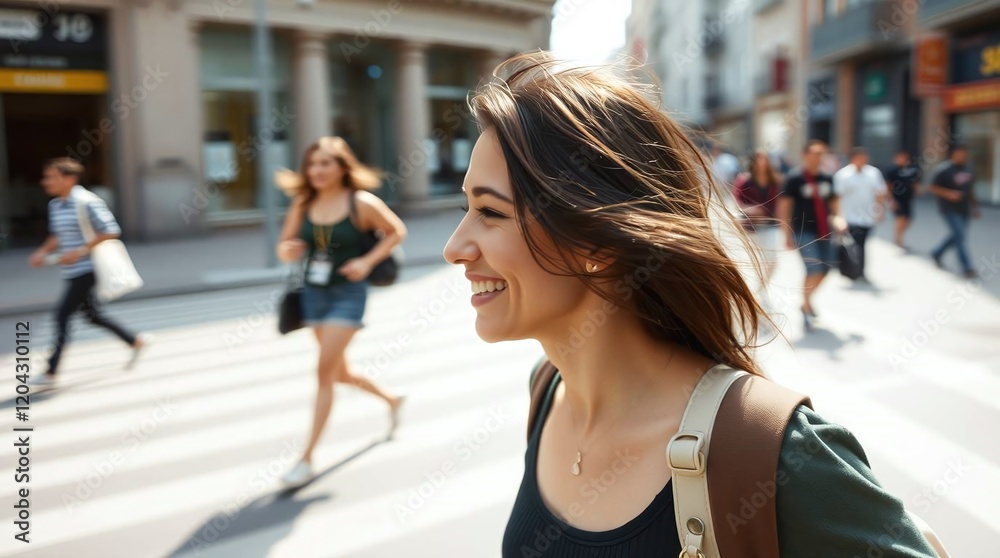 Fototapeta premium portrait of a beautiful woman looking off camera and smiling
