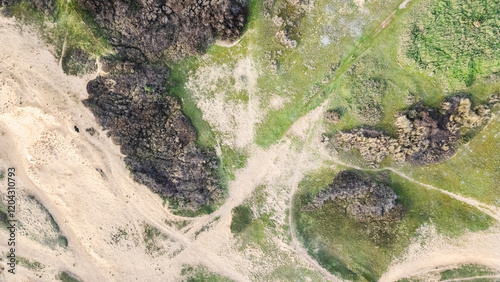 Obraz na płótnie Aerial drone view of Sauzaie beach, Bretignolles sur mer, Vendee, France w salonie