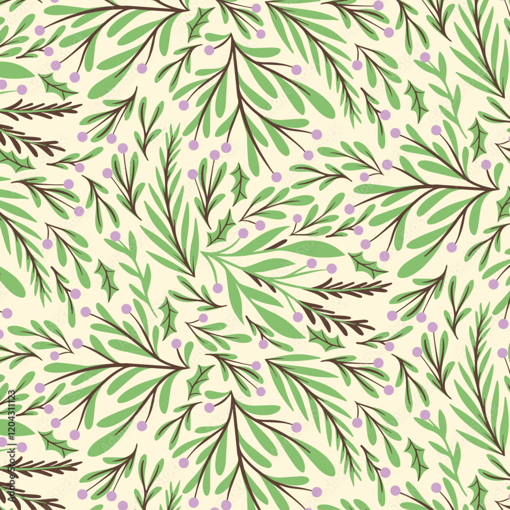 Naklejka premium Spring foliage seamless pattern, vector illustration.