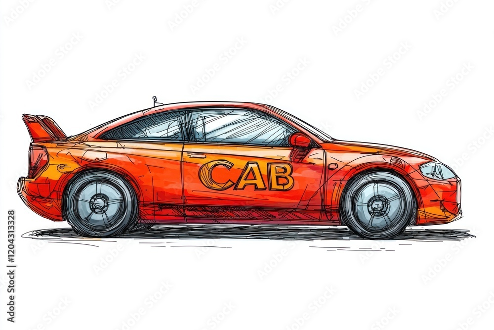 Fototapeta premium Taxi isolated on white background. Taxi icon. Cab isolated on white. Cab icon. Cab Car. Taxi Car Isolated element on white for Designers. Isolated Taxi Design Element. Cab Car Isolated on white. 