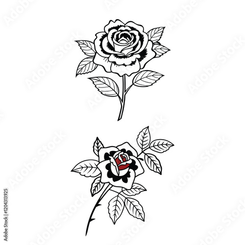 Rose Silhouette Vector Design EPS