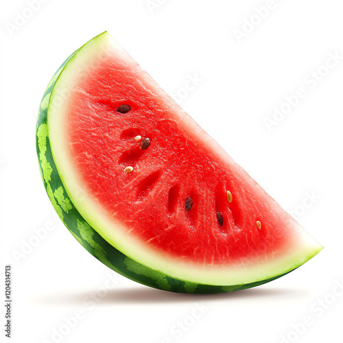 A fresh slice of watermelon showcasing its juicy red flesh and vibrant green rind, perfect for summer and healthy snacks. photo