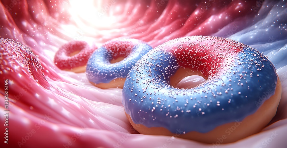 Fototapeta premium Group of donuts with colorful sprinkles, creating a sweet and tempting display