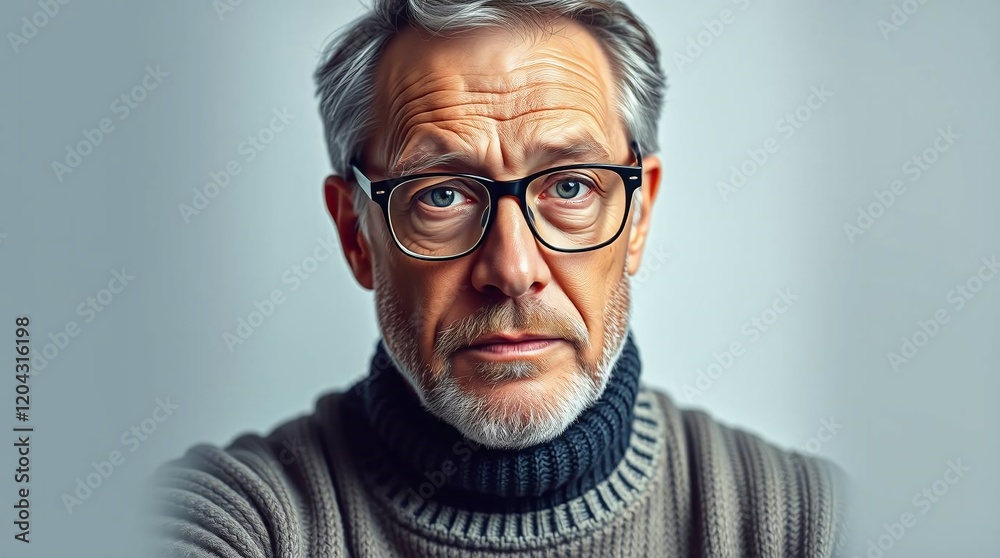 Obraz premium Senior adult facing the camera with a stern look
