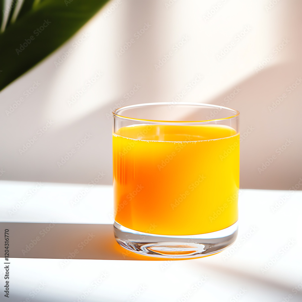 A refreshing glass of bright orange juice, illuminated by natural light, showcasing vibrant color and clarity. A refreshing glass of bright orange juice, illuminated by natural light, showcasing vibrant color and clarity.
