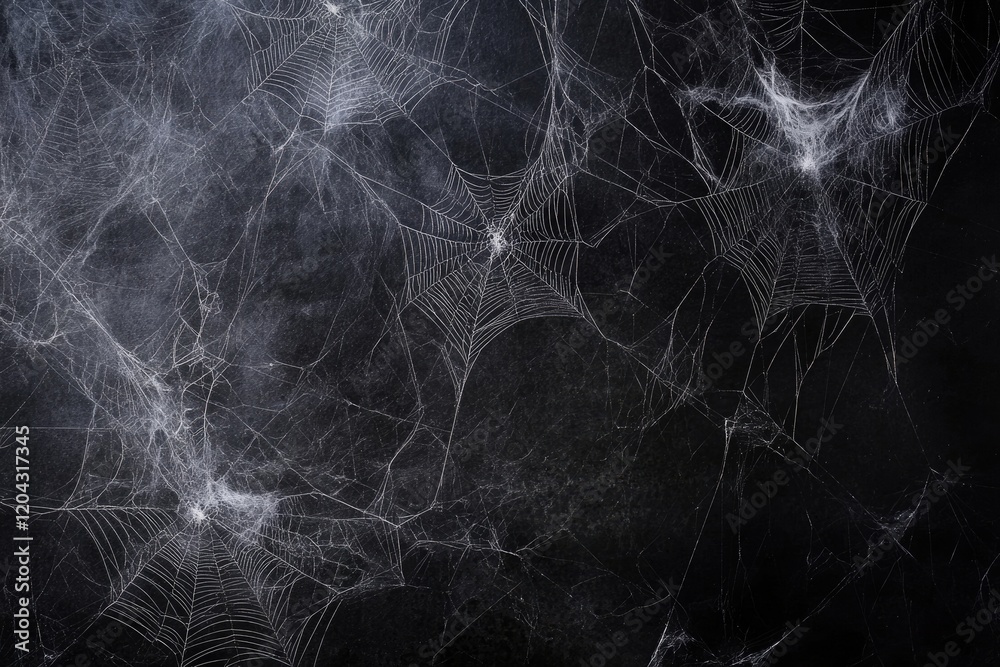 Eerie Spider Webs Draped Across a Dark Banner, Perfect for Halloween Scares Eerie Spider Webs Draped Across a Dark Banner, Perfect for Halloween Scares