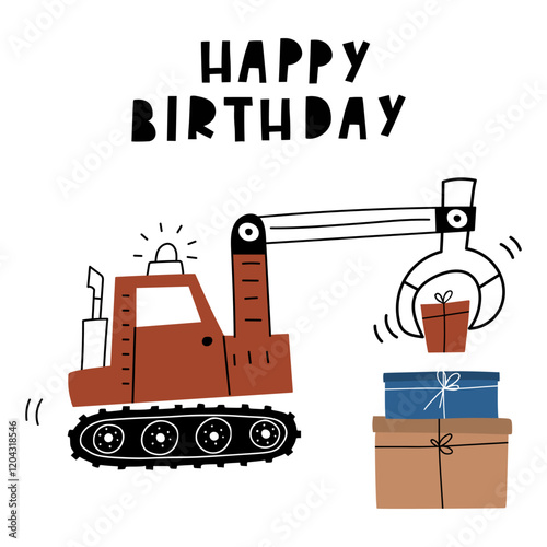 Premade Card Happy birthday with Cute Car