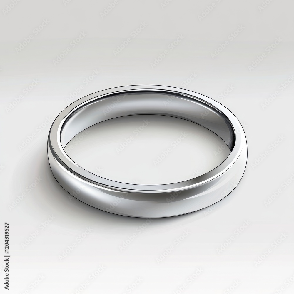 Shiny Metallic Ring on White Background, Isolated Silver Jewelry with Subtle Grey Lighting Shiny Metallic Ring on White Background, Isolated Silver Jewelry with Subtle Grey Lighting