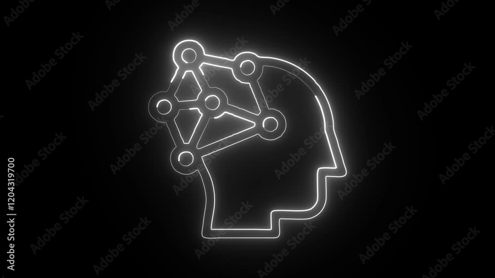 Glowing Neon Technology Icon Isolated on Black Background. HD Video Graphic Animation Glowing Neon Technology Icon Isolated on Black Background. HD Video Graphic Animation