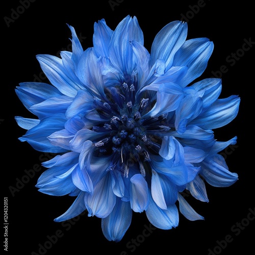 Stunning Bachelor Button Flower Bloom Isolated on Soft Background
