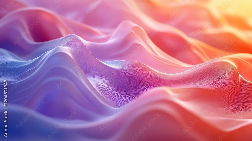Gradient wave design, close-up of flowing gradient colors, soft lighting and smooth transitions Gradient wave design, close-up of flowing gradient colors, soft lighting and smooth transitions