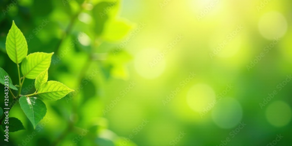 Vibrant Green Leaves Basking in Sunlight, a Serene Nature Scene Perfect for Eco-Friendly Designs and Springtime Themes