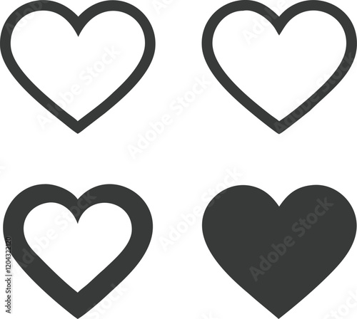 set. hand drawn hearts collection. romance and love illustrations