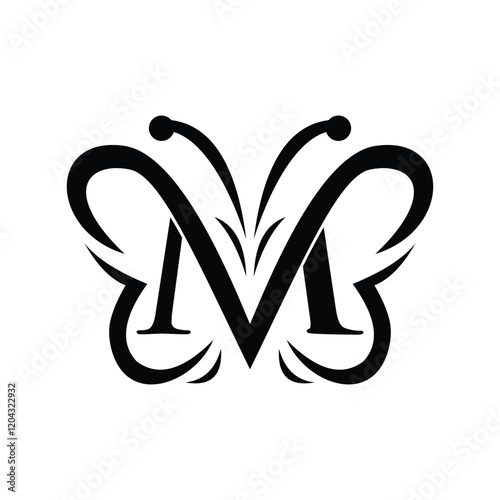 initial m negative butterfly logo