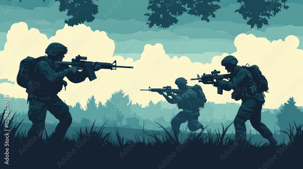 Military vector illustration army combat. Military vector illustration army combat.