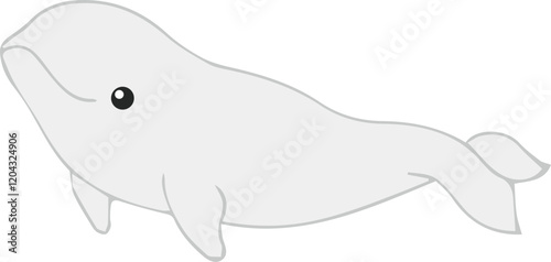 Hand drawn beluga whale. Underwater animal.
