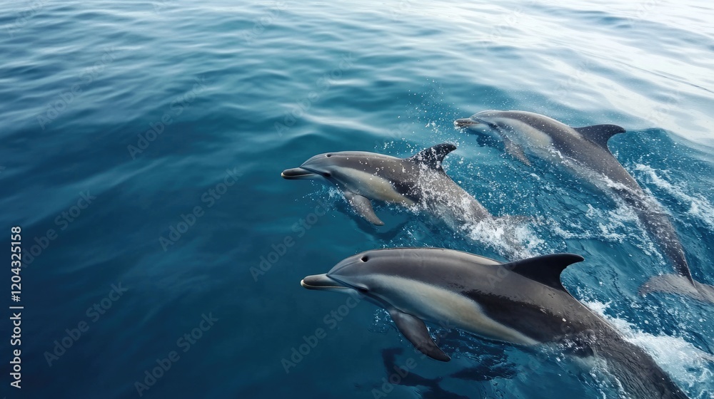 Fototapeta premium Dive into Adventure: Experience the Joy of Swimming with Dolphins in the Caribbean Sea near Cancun, Mexico