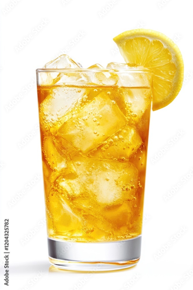 Chilled Pineapple Beverage: Isolated Refreshing Drink with Lemon Zest on a Clean Background Chilled Pineapple Beverage: Isolated Refreshing Drink with Lemon Zest on a Clean Background