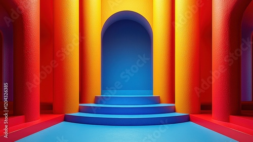 Vibrant abstract architecture with colorful arches	