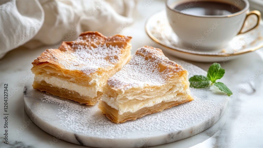 Delicious Mille-Feuille Pastry with Cream Filling Delicious Mille-Feuille Pastry with Cream Filling