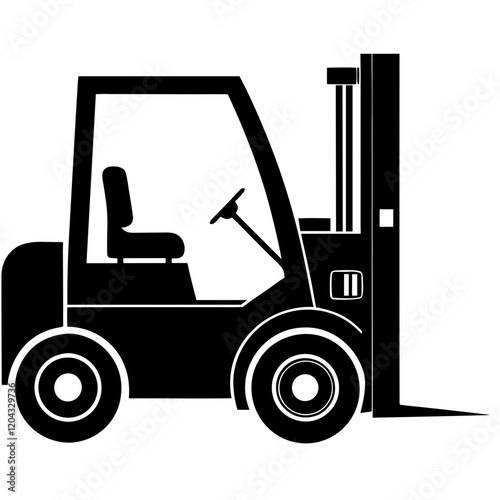 Simple silhouette of a forklift in black for graphic design and industrial themes