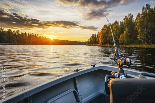 Serene Morning Trolling on a Tranquil Lake in Sweden: A Nature Lover's Fishing Adventure