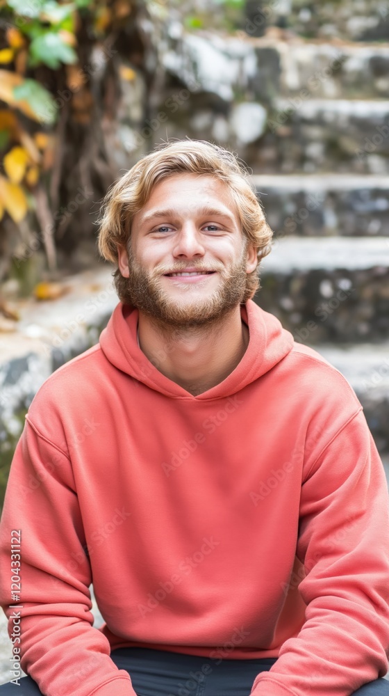 A cheerful White man enjoys nature while promoting awareness for World Wildlife Day amidst lush surroundings A cheerful White man enjoys nature while promoting awareness for World Wildlife Day amidst lush surroundings