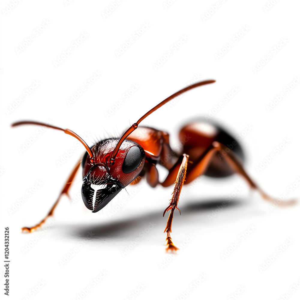 Close-up of a red ant showcasing intricate details of its body, emphasizing the beauty and complexity of small creatures. Close-up of a red ant showcasing intricate details of its body, emphasizing the beauty and complexity of small creatures.