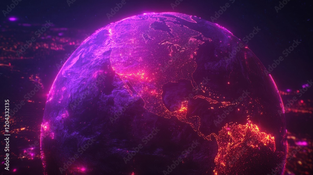 Obraz premium Glowing Earth: A Digital Visualization of Our Planet