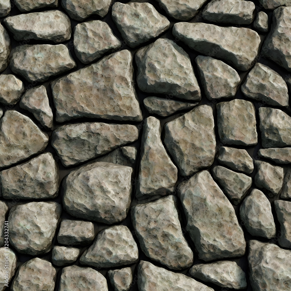 Fototapeta premium Textured stone wall background with uneven rocks for architectural and design concept