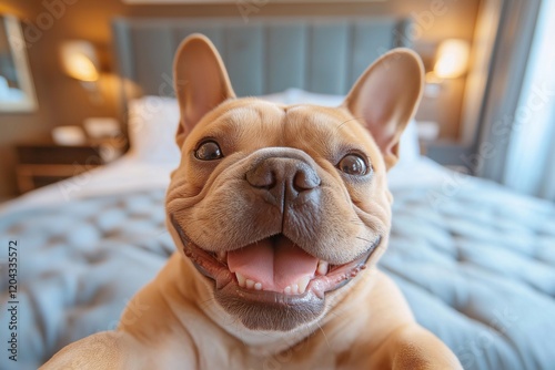 Wallpaper Mural dog takes a selfie in a hotel, holiday, travel,hotel room	 Torontodigital.ca