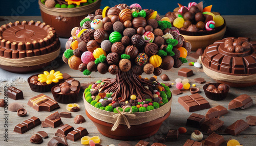 chocolate and candy bonsai trees photo