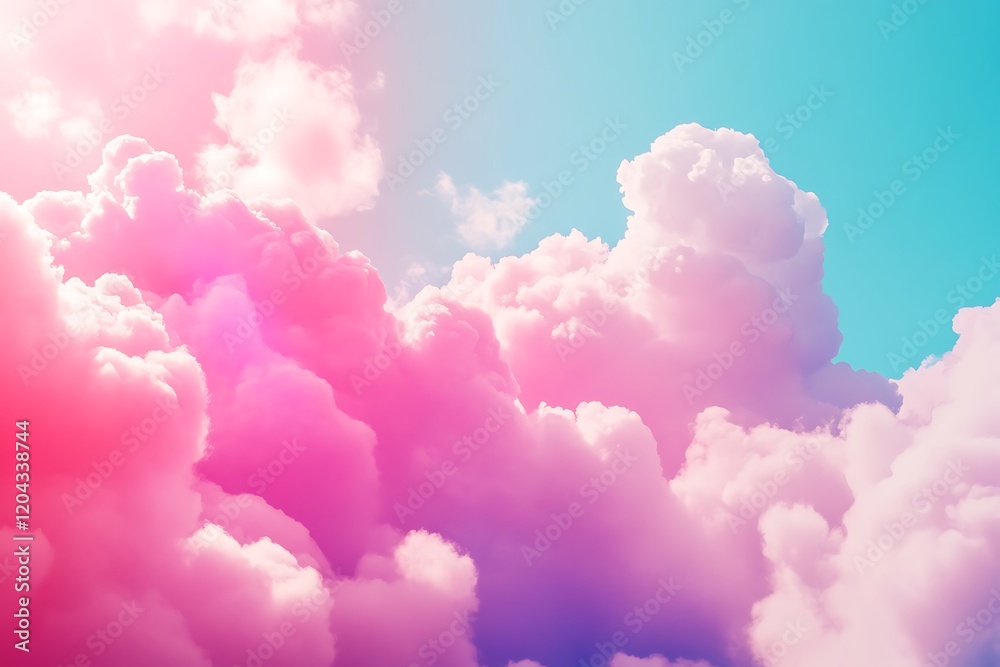 Dreamy Pastel Pink & Cyan Cloudscape, Sunburst Glow Dreamy Pastel Pink & Cyan Cloudscape, Sunburst Glow