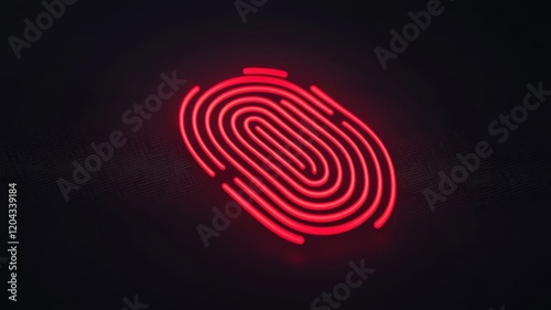 Information with source and privacy concept. Digital fingerprint design with glowing red lines on black background.