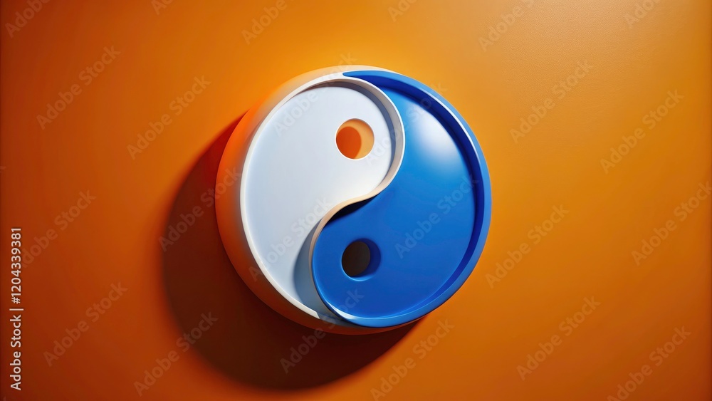 Orange ignites a striking contrast for a blue and white Yin Yang, showcasing modern fashion's balance. Orange ignites a striking contrast for a blue and white Yin Yang, showcasing modern fashion's balance.