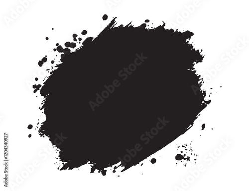 Best Grunge Badge Brush Hand Drawn Black Sticker Black Brush Stroke Vector Illustration for Creative Designs.