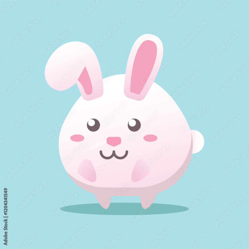 Cute kawaii rabbit, white bunny vector illustration Cute kawaii rabbit, white bunny vector illustration