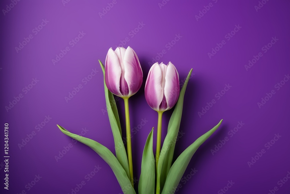 purple background with two pink tulips on a purple background purple background with two pink tulips on a purple background