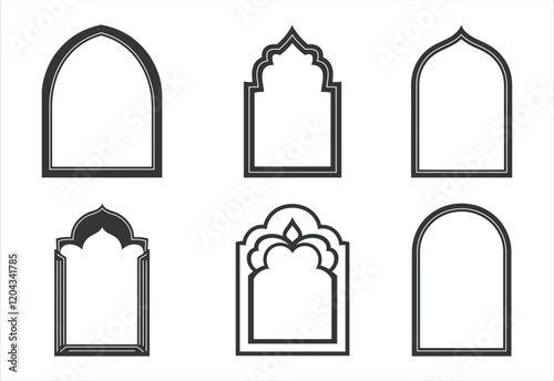 set of ramadan Frame black and white